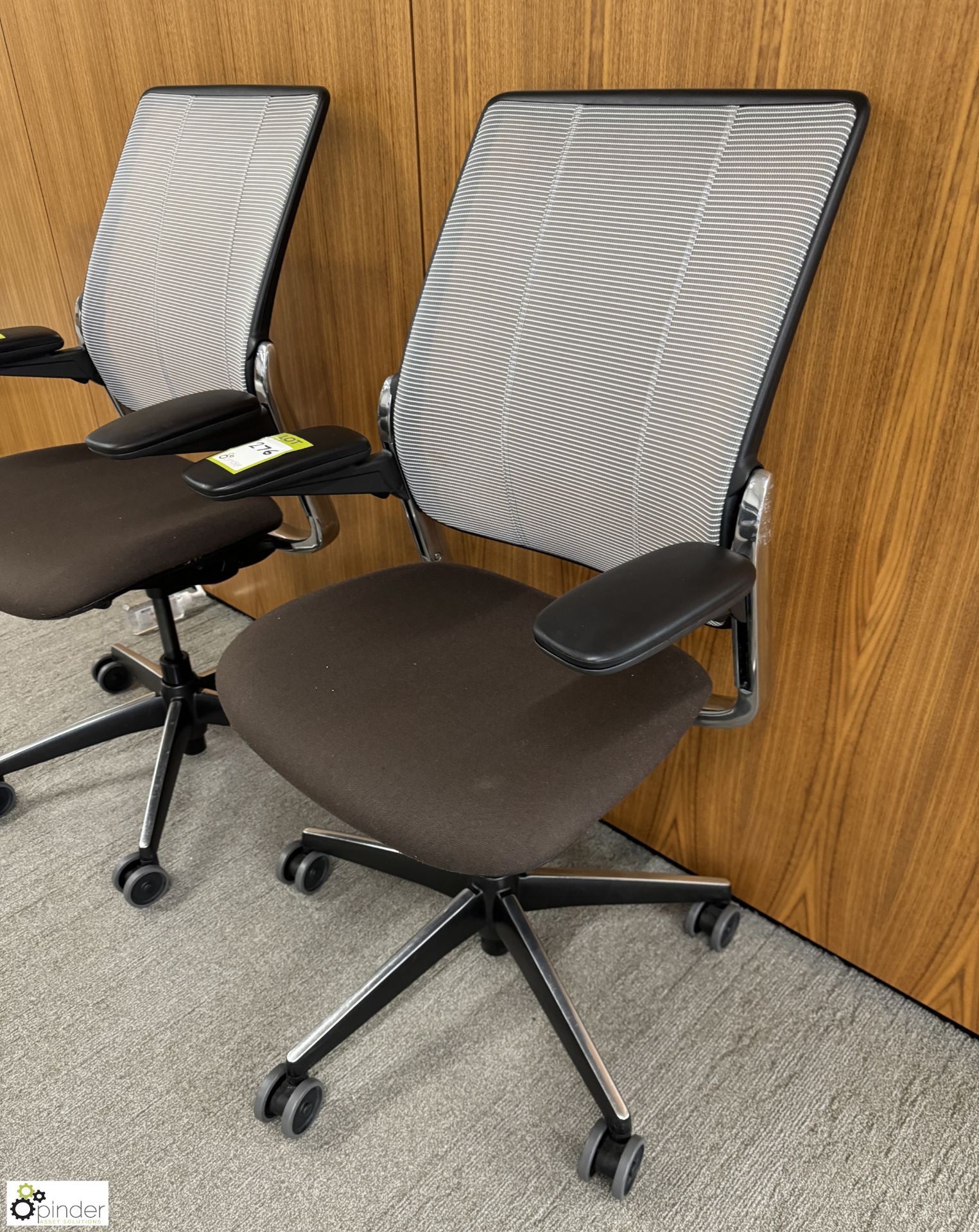 Pair Humanscape chrome/mesh back ergonomic Office Swivel Armchairs (location in building – level - Image 2 of 5