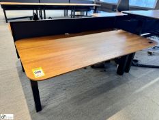 OMT back to back powered rise and fall Desks, 1600mm x 800mm per desk leaf, cherry veneer, with