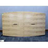 Maple effect shaped Meeting Table, 2400mm x 1400mm max, with chrome legs (location in building –