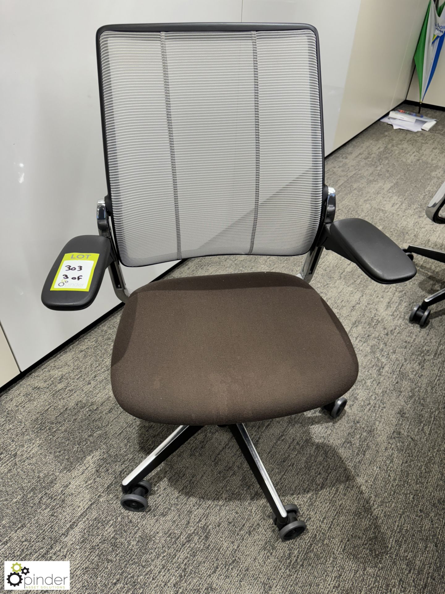 Pair Humanscape chrome/mesh back ergonomic Office Swivel Armchairs (location in building – level - Image 2 of 4