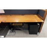 OMT powered rise and fall Desk, cherry veneer finish, 1600mm x 775mm, with steel 2-drawer