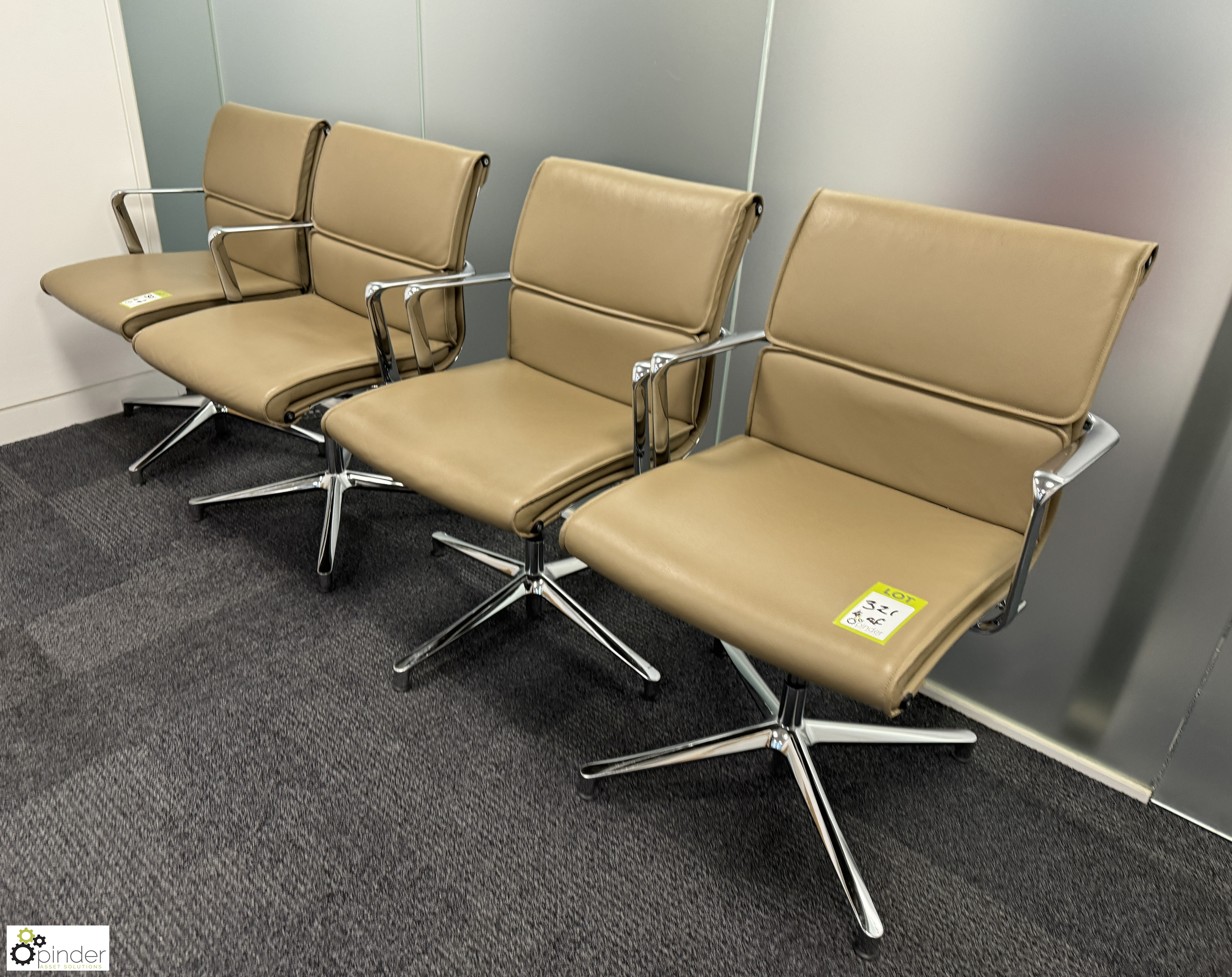 Set 4 ICF chrome framed leather Swivel Armchairs (location in building – level 21) - Image 2 of 5
