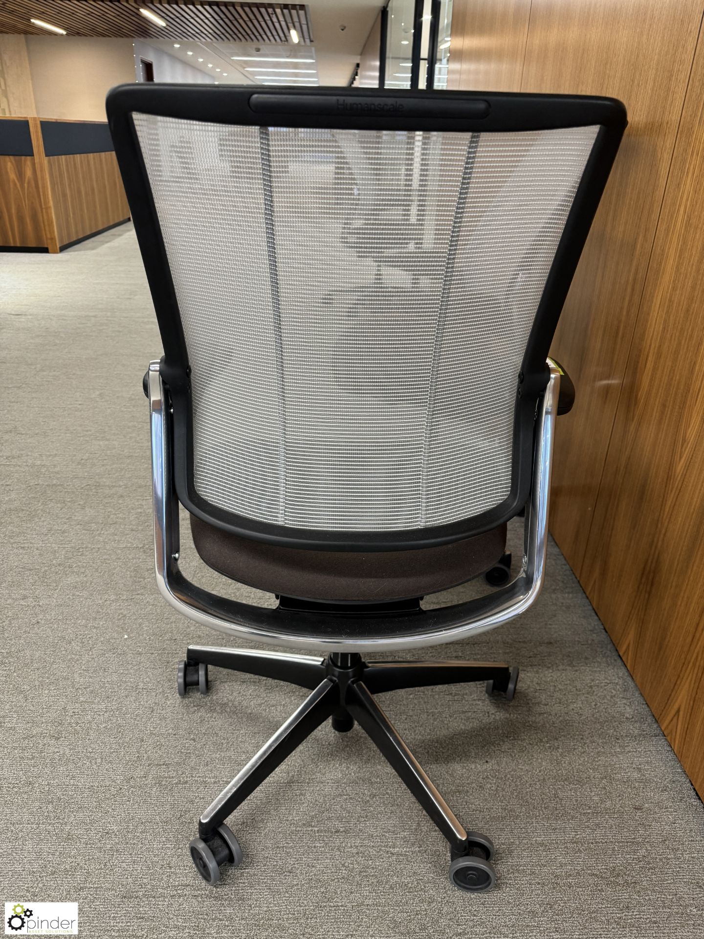 Pair Humanscape chrome/mesh back ergonomic Office Swivel Armchairs (location in building – level - Image 3 of 5