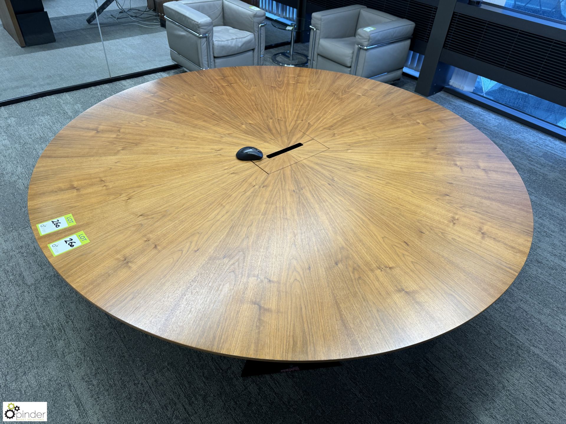 Cherry veneer circular Meeting Table, 2000mm diameter x 760mm, with cable management and central - Image 5 of 6