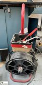 Band strapper with tensioner crimper, trolley, nylon strapping