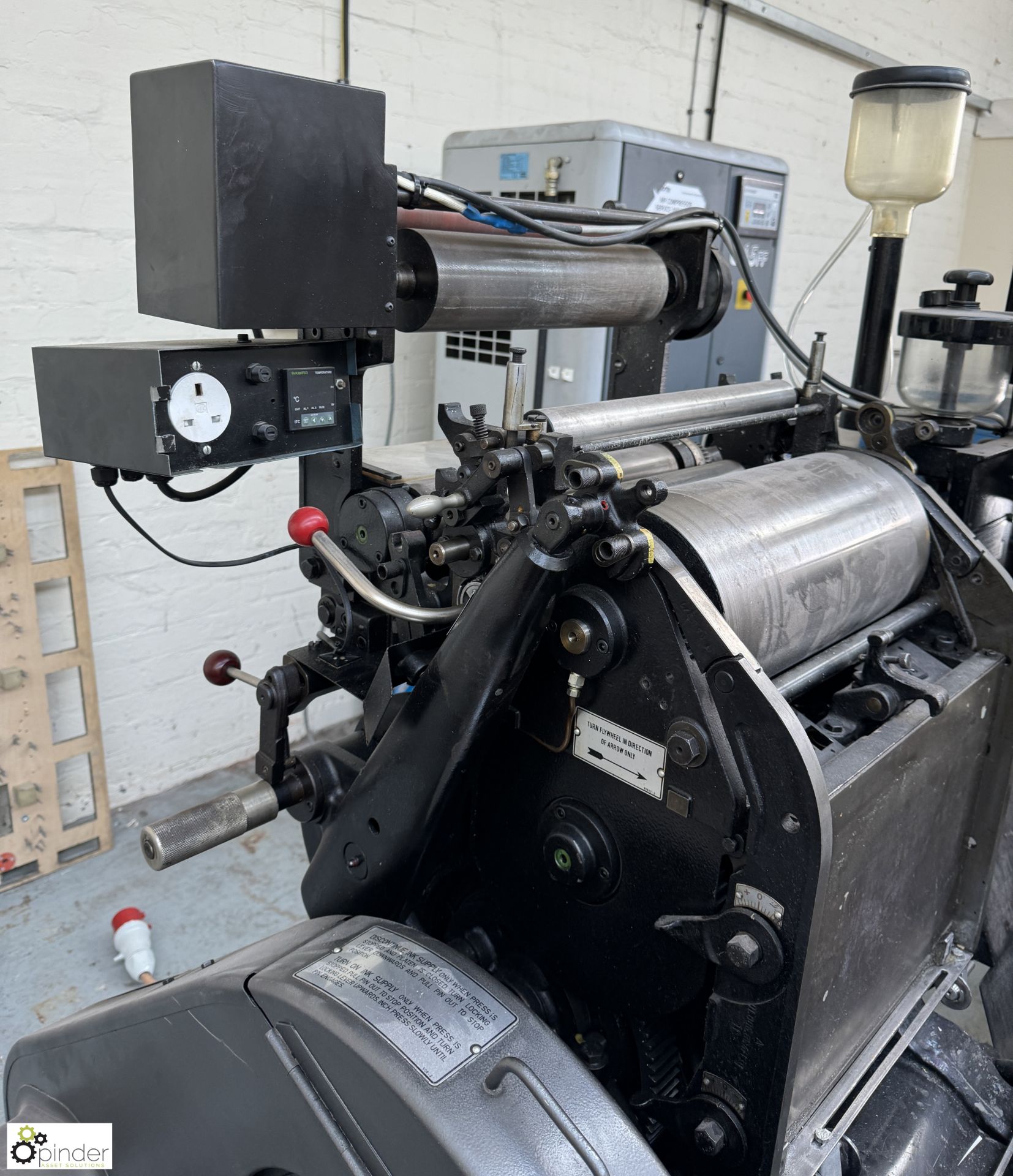 Heidelberg Platen Press, 10x15, with Norman Haynes Ltd Foilmaster foil blocking system, serial - Image 9 of 14