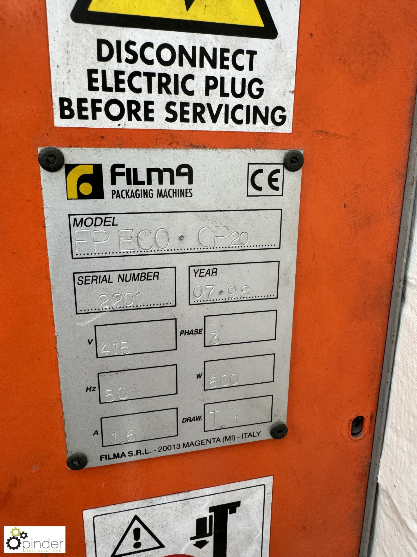 Film9 FPEC CP20 auto Pallet Wrapper, 415volts, serial number 2201 - Image 5 of 6