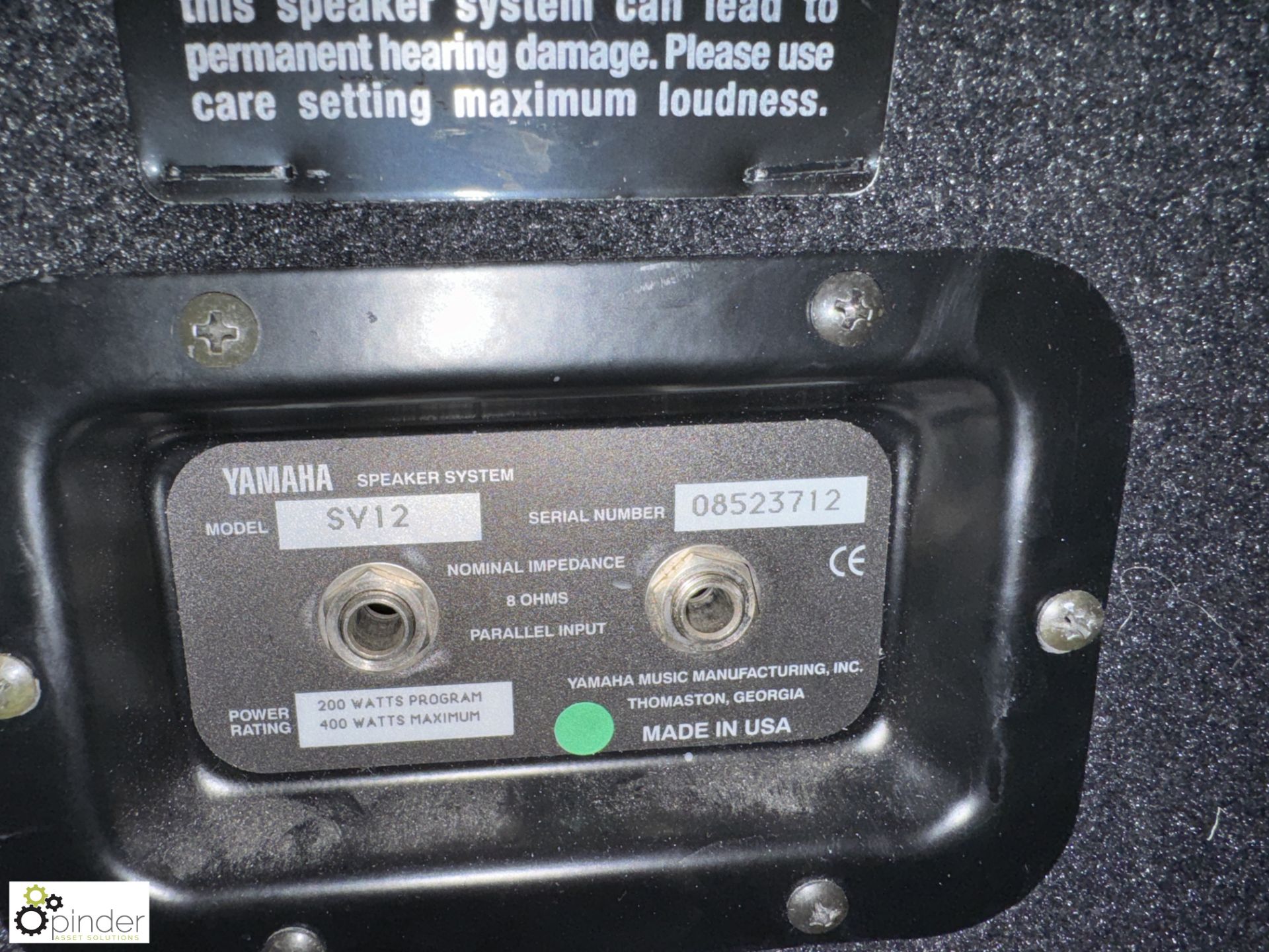 Pair Yamaha SV12 PA Speakers, 400watts max - Image 3 of 4