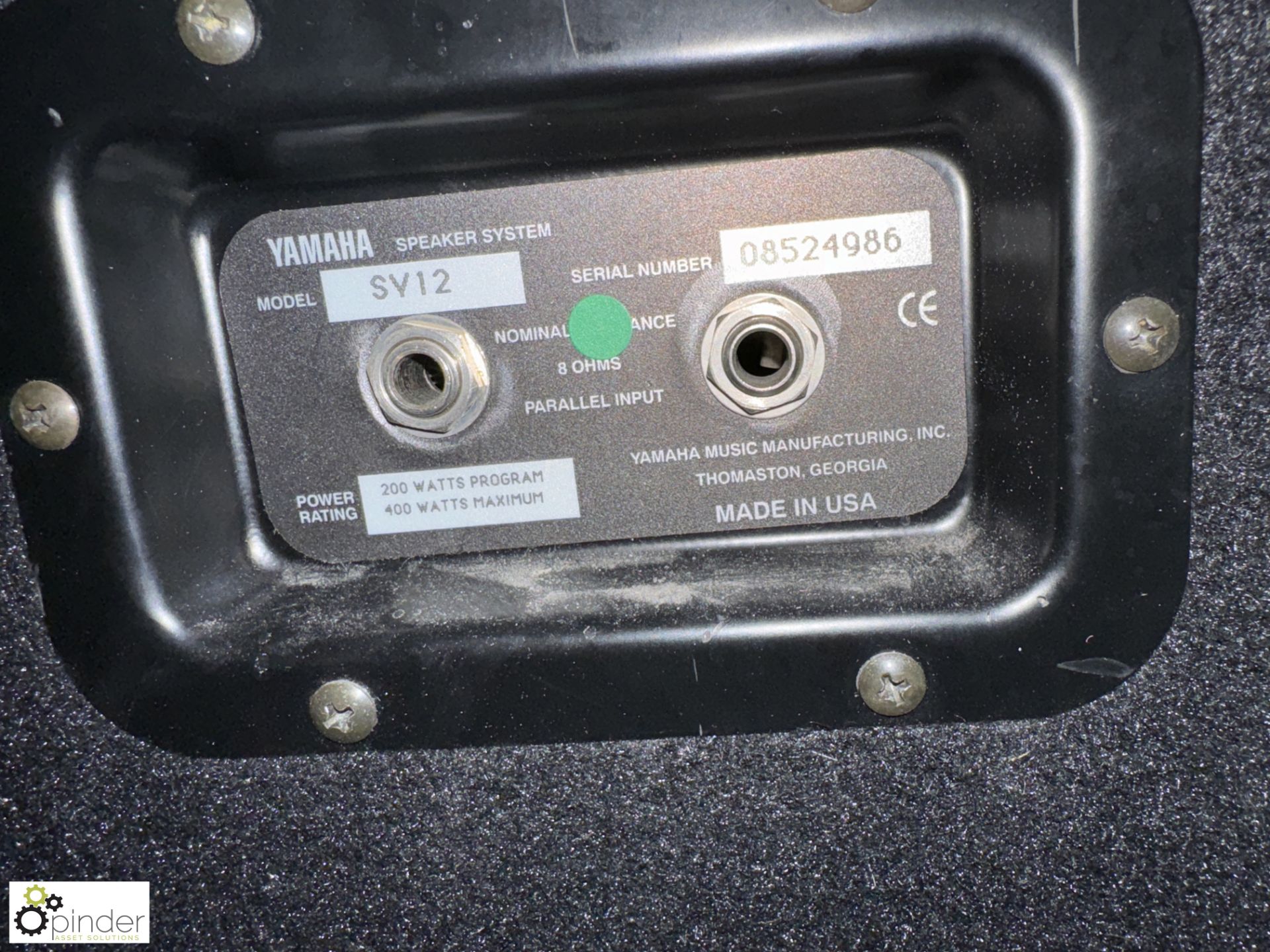 Pair Yamaha SV12 PA Speakers, 400watts max - Image 3 of 4