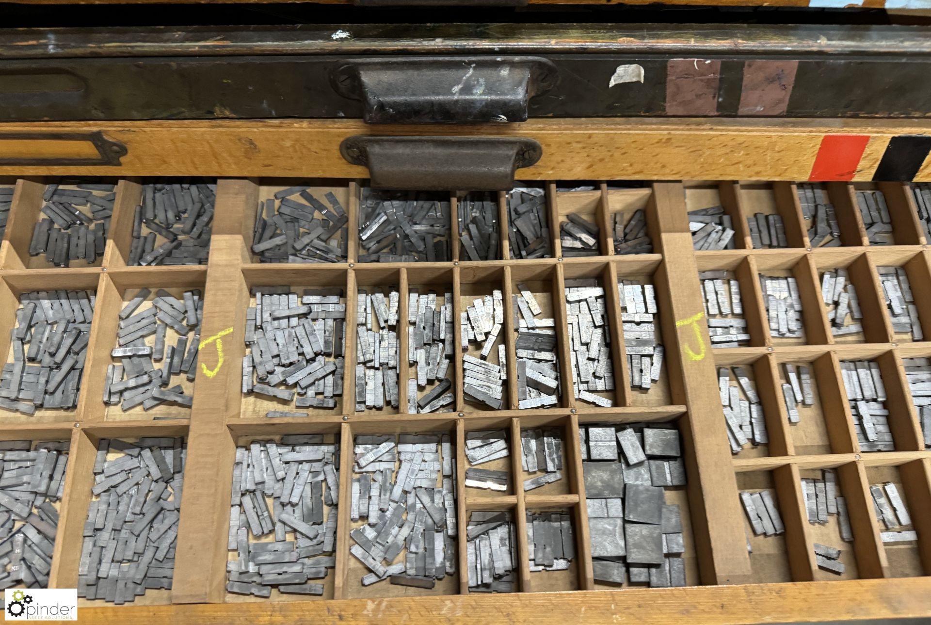 Large quantity Typesetting to and including antique oak multi drawer Typeset Cabinet - Image 3 of 8