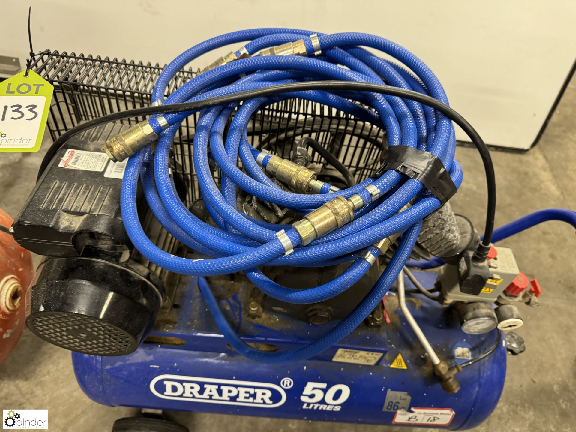 Draper DA50/255B mobile receiver mounted Air Compressor, 10bar, 240volts - Image 2 of 5