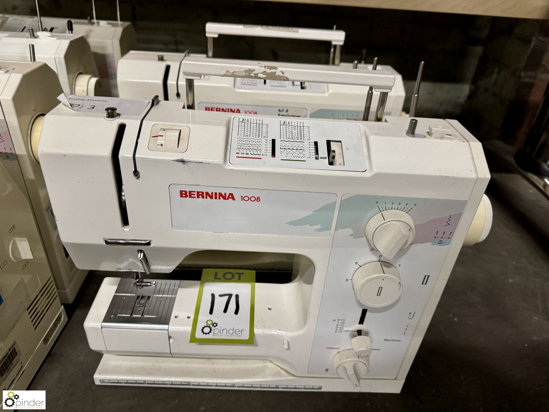 2 Bermina 1008 Domestic Lockstitch Sewing Machines, 240volts (no power leads or foot controls)