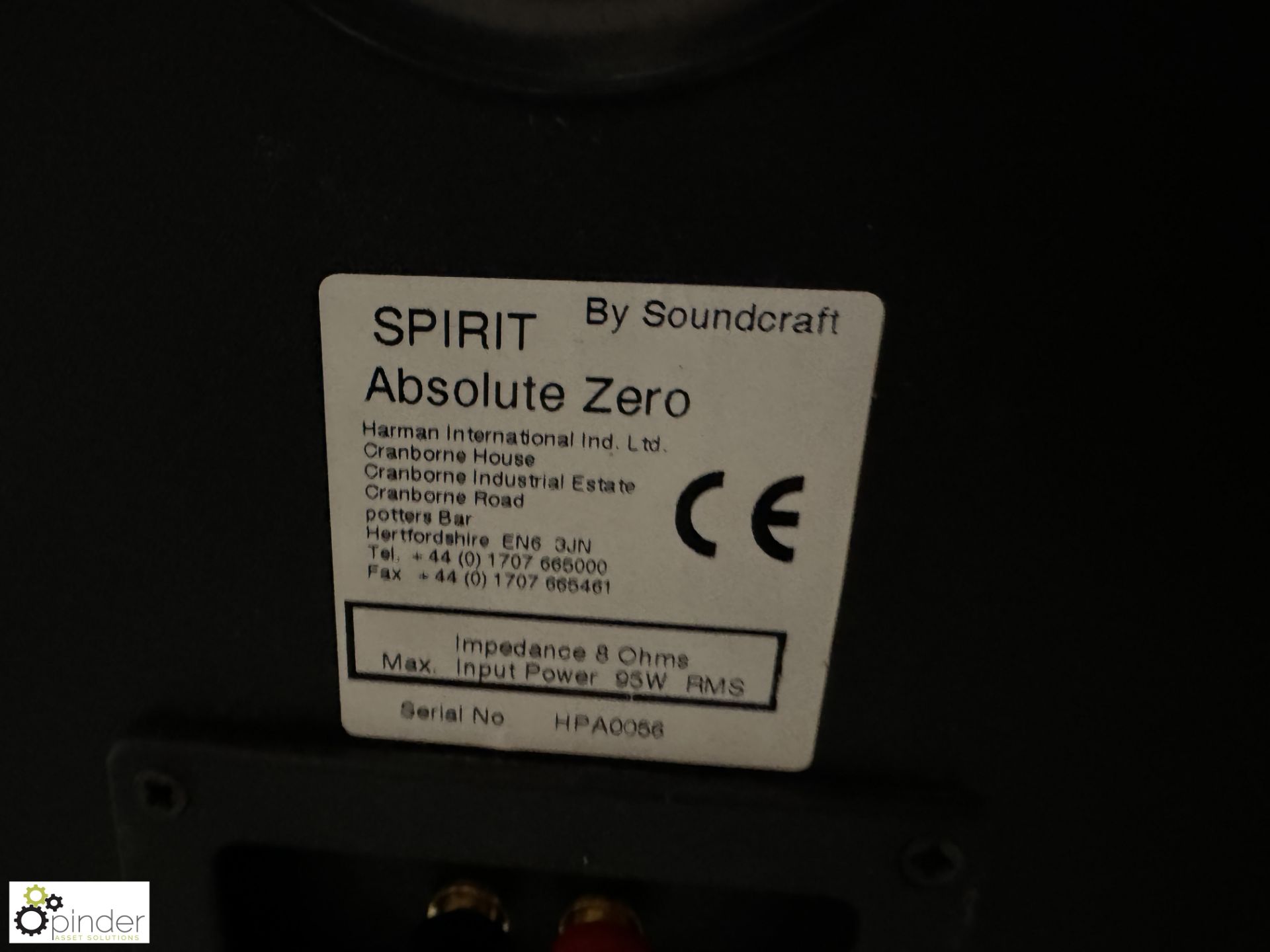 Pair Soundcraft Spirit Absolute Zero Speakers, 95watts - Image 2 of 3