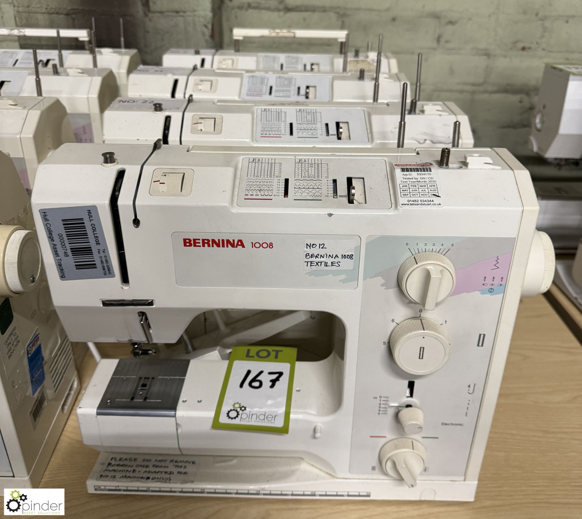 4 Bermina 1008 Domestic Lockstitch Sewing Machines, 240volts (no power leads or foot controls)