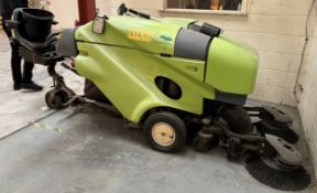 Green Machine 414 RS diesel Ride on power air Sweeper, 153hours (please note this lot is located