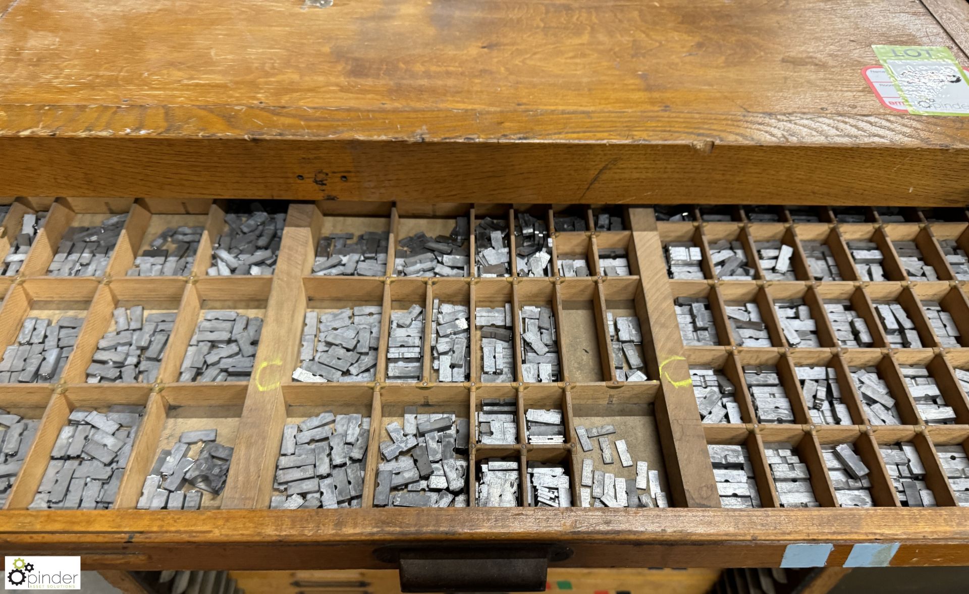 Large quantity Typesetting to and including antique oak multi drawer Typeset Cabinet - Image 2 of 8