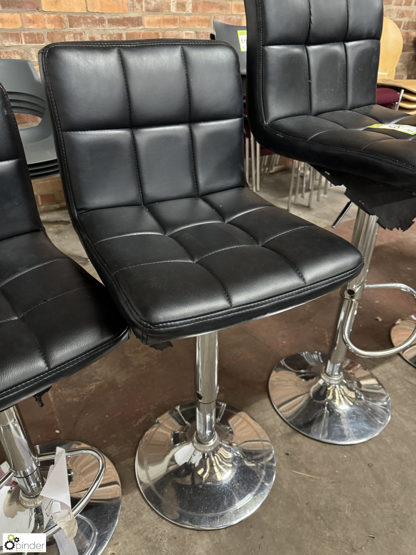5 chrome leather effect height adjustable Bar Stools - Image 2 of 4