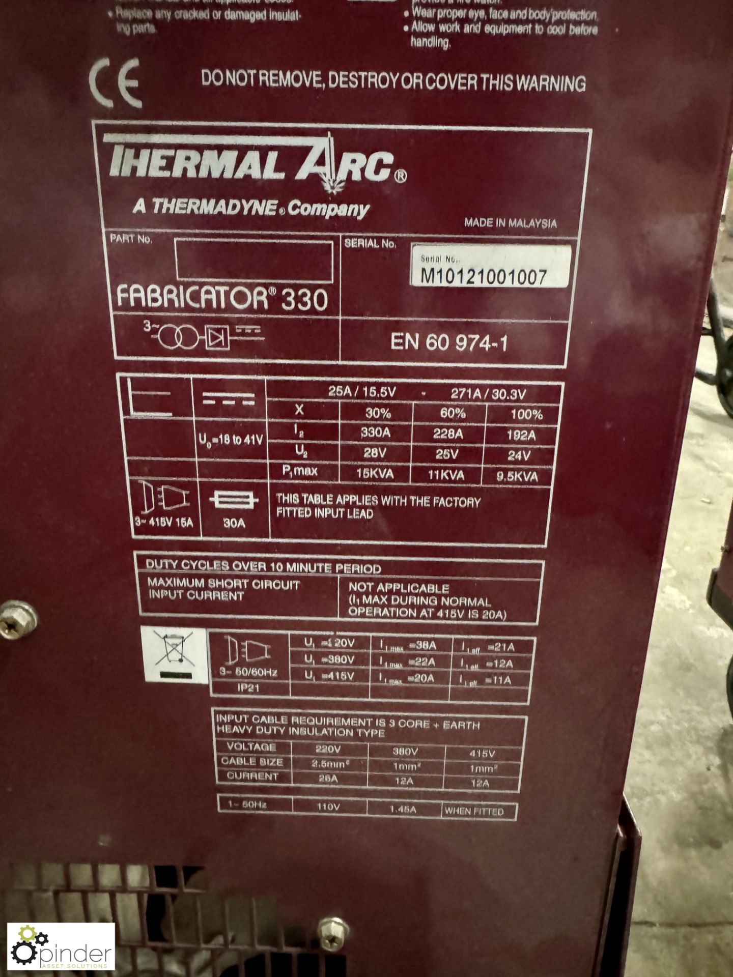 Thermal Arc Fabricator 330 Arc Welding Set, 300amp, 415volts - Bild 3 aus 4