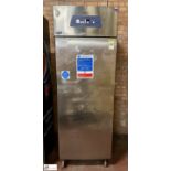 Electrolux stainless steel mobile single door Fridge, 240volts, 760mm x 800mm x 2100mm