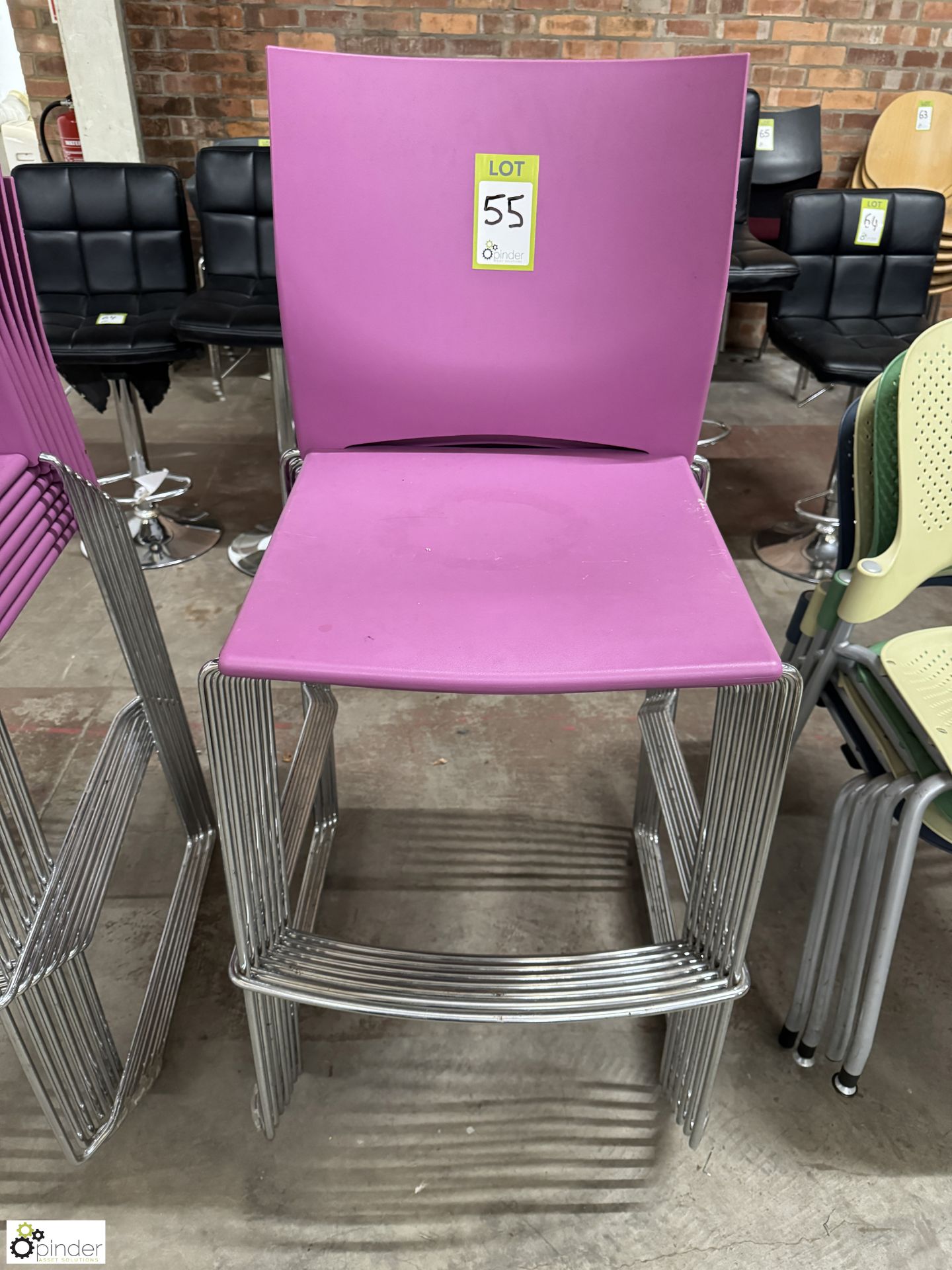 7 chrome framed high Bar Stools, pink - Image 2 of 3