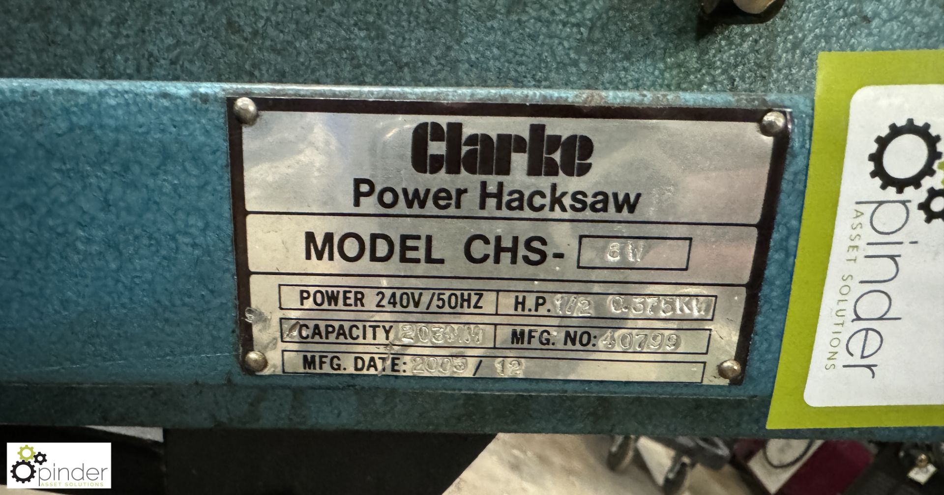 Clarke CHS-6V powered Hacksaw, 400mm blade, 240volts - Image 3 of 4