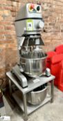 Spar Food Machinery SP-22HA-B Planetary Food Mixer, 240volts, with 2 bowls, whisk, dough hook,