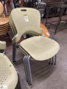 3 tubular framed plastic stackable Café Chairs