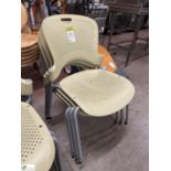 3 tubular framed plastic stackable Café Chairs