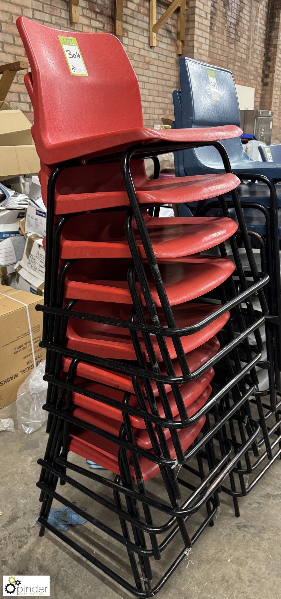 9 tubular framed plastic Stacking Chairs, red - Image 2 of 3