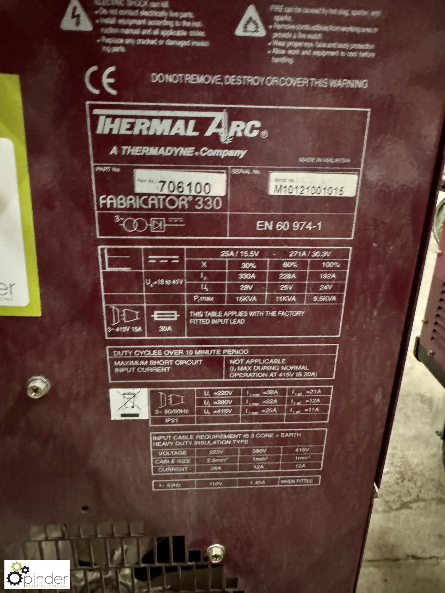 Thermal Arc Fabricator 330 Arc Welding Set, 300amp, 415volts - Bild 3 aus 4