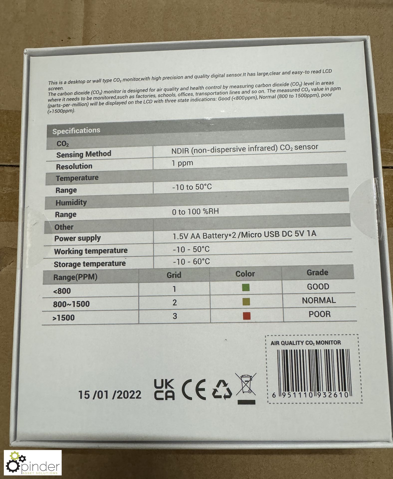 8 cartons Air Quality Co2 Monitors, approx. 40 per carton - Bild 2 aus 7