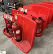 9 various Fire Extinguishers and 13 Fire Extinguisher Stations