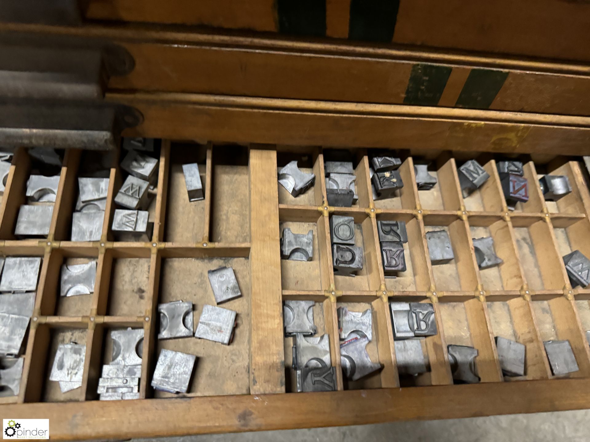 Large quantity Typesetting to and including antique oak multi drawer Typeset Cabinet - Image 10 of 12