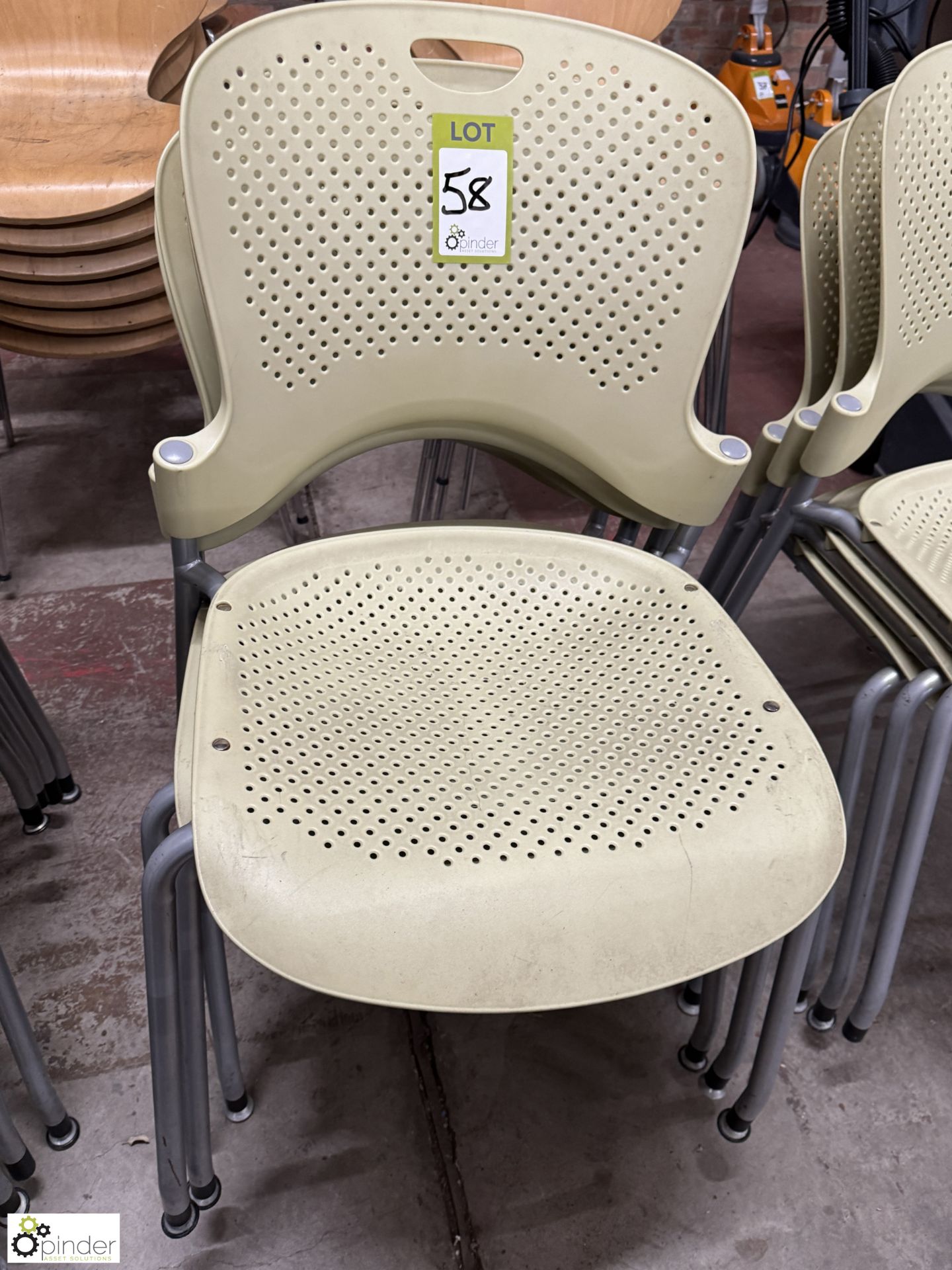 4 tubular framed plastic stackable Café Chairs - Image 2 of 3