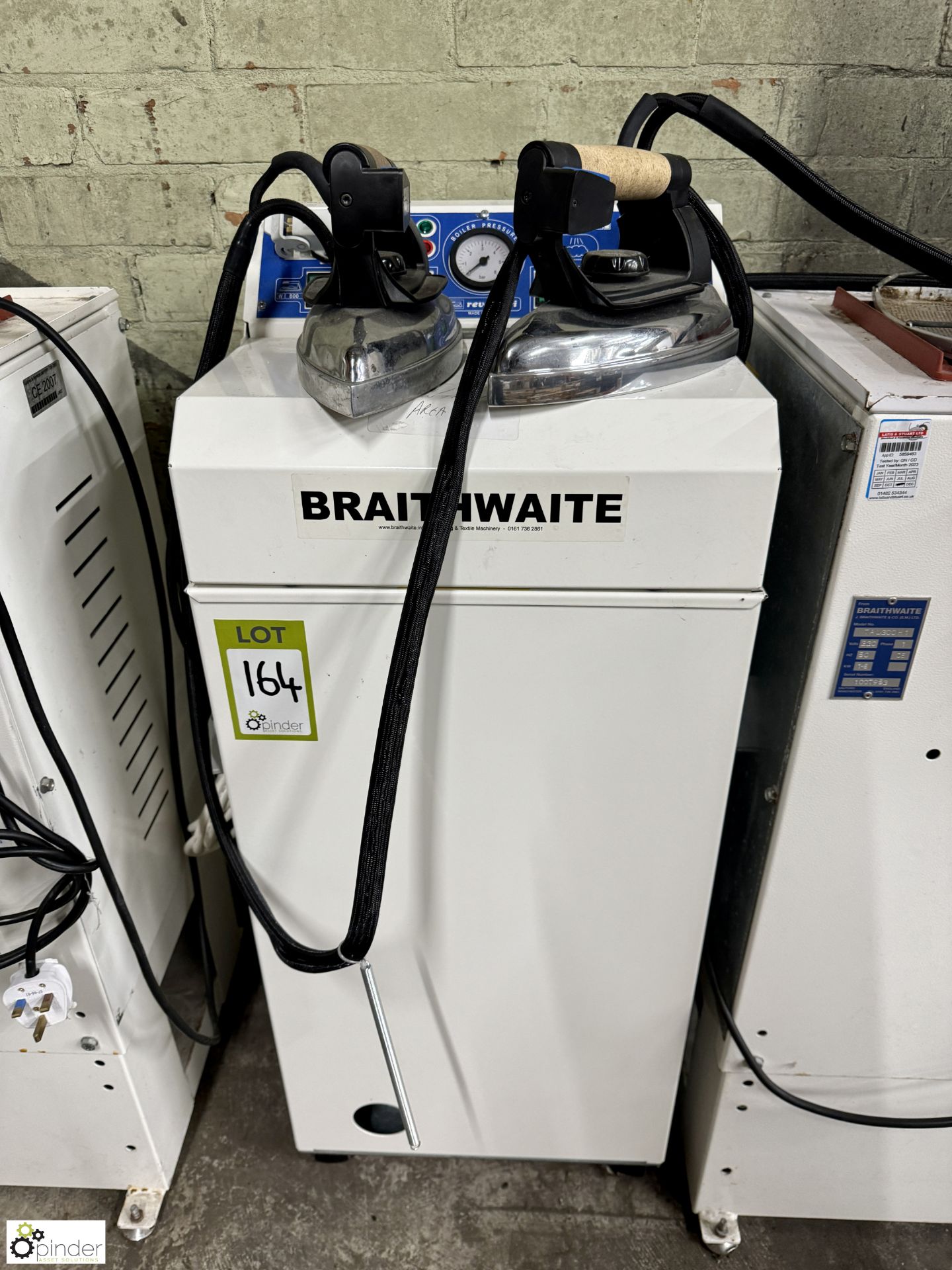 Braithwaite Reverbi Steam Ironing Boiler, with 2 irons and 2 heated ironing tables, 240volts, with - Image 3 of 9