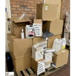 Quantity various Alcohol Wipes and Hand Sanitiser, to pallet