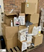 Quantity various Alcohol Wipes and Hand Sanitiser, to pallet