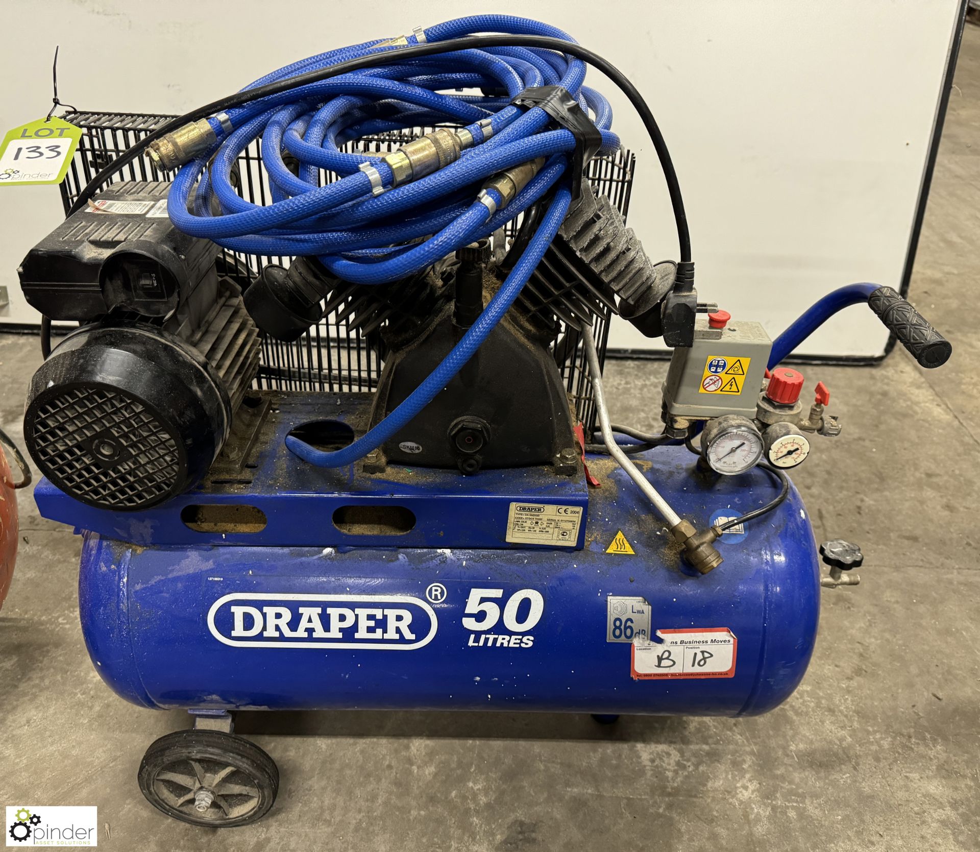 Draper DA50/255B mobile receiver mounted Air Compressor, 10bar, 240volts