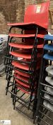 9 tubular framed plastic Stacking Chairs, red