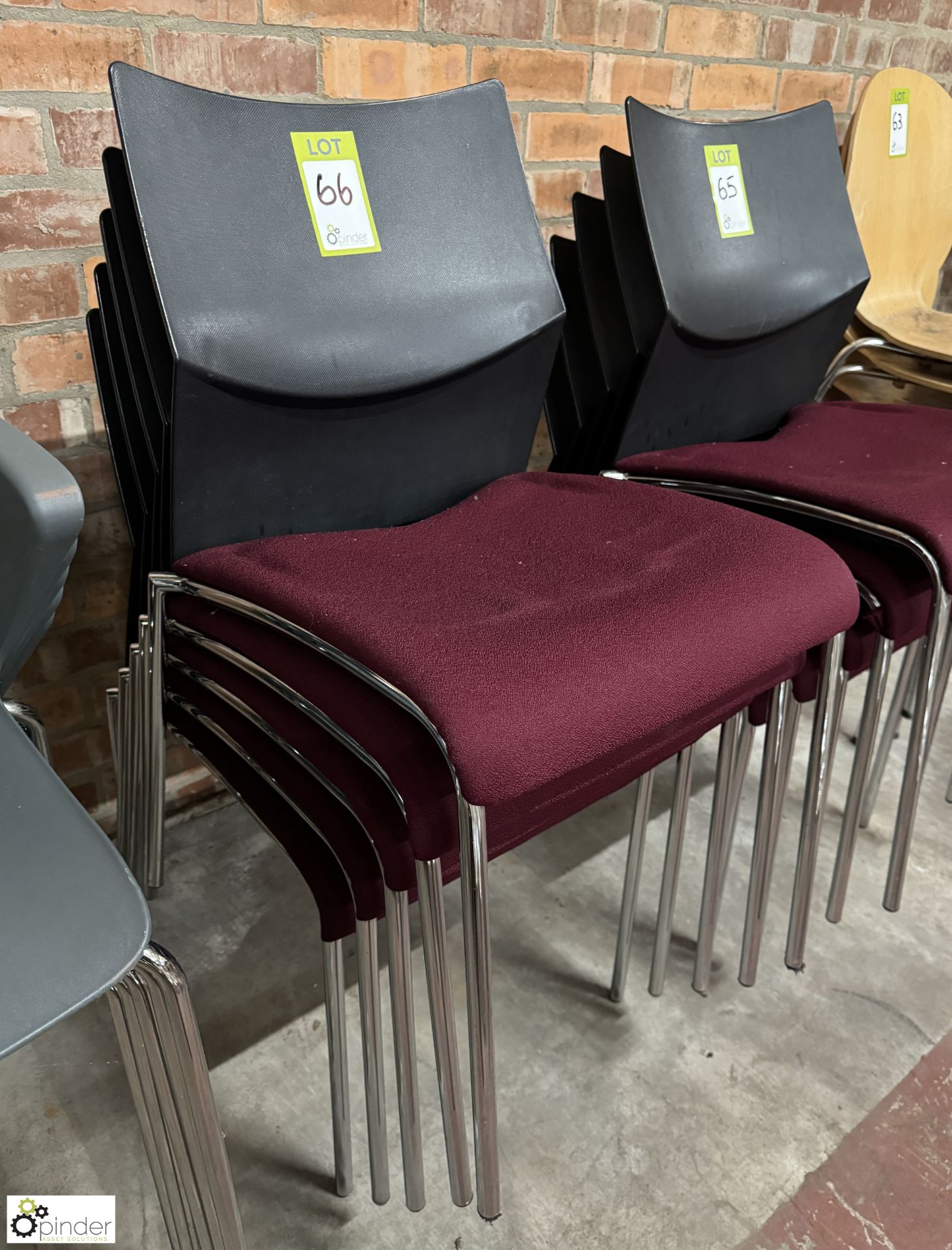 5 tubular framed upholstered stacking Meeting Chairs - Image 2 of 3