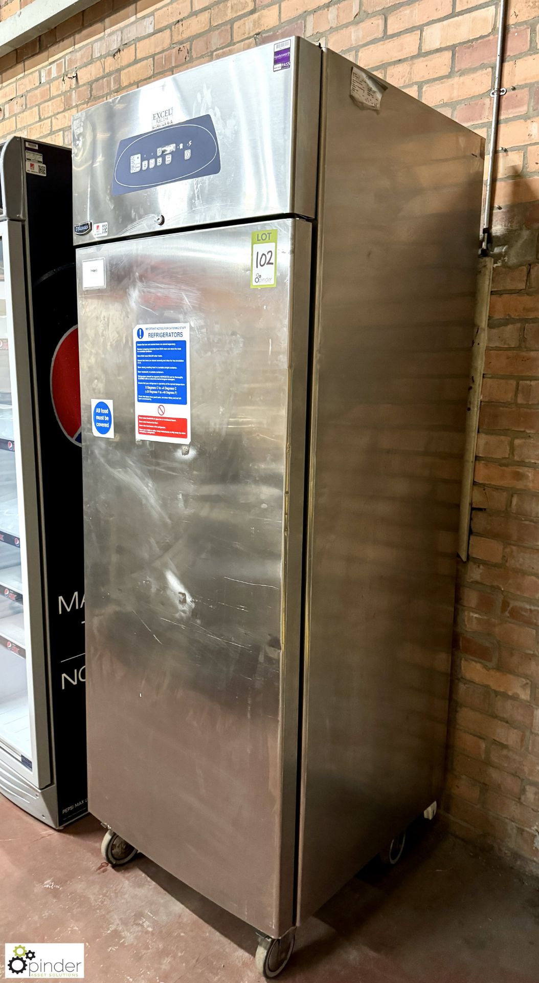 Electrolux stainless steel mobile single door Fridge, 240volts, 760mm x 800mm x 2100mm - Image 2 of 5
