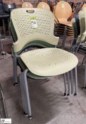 4 tubular framed plastic stackable Café Chairs