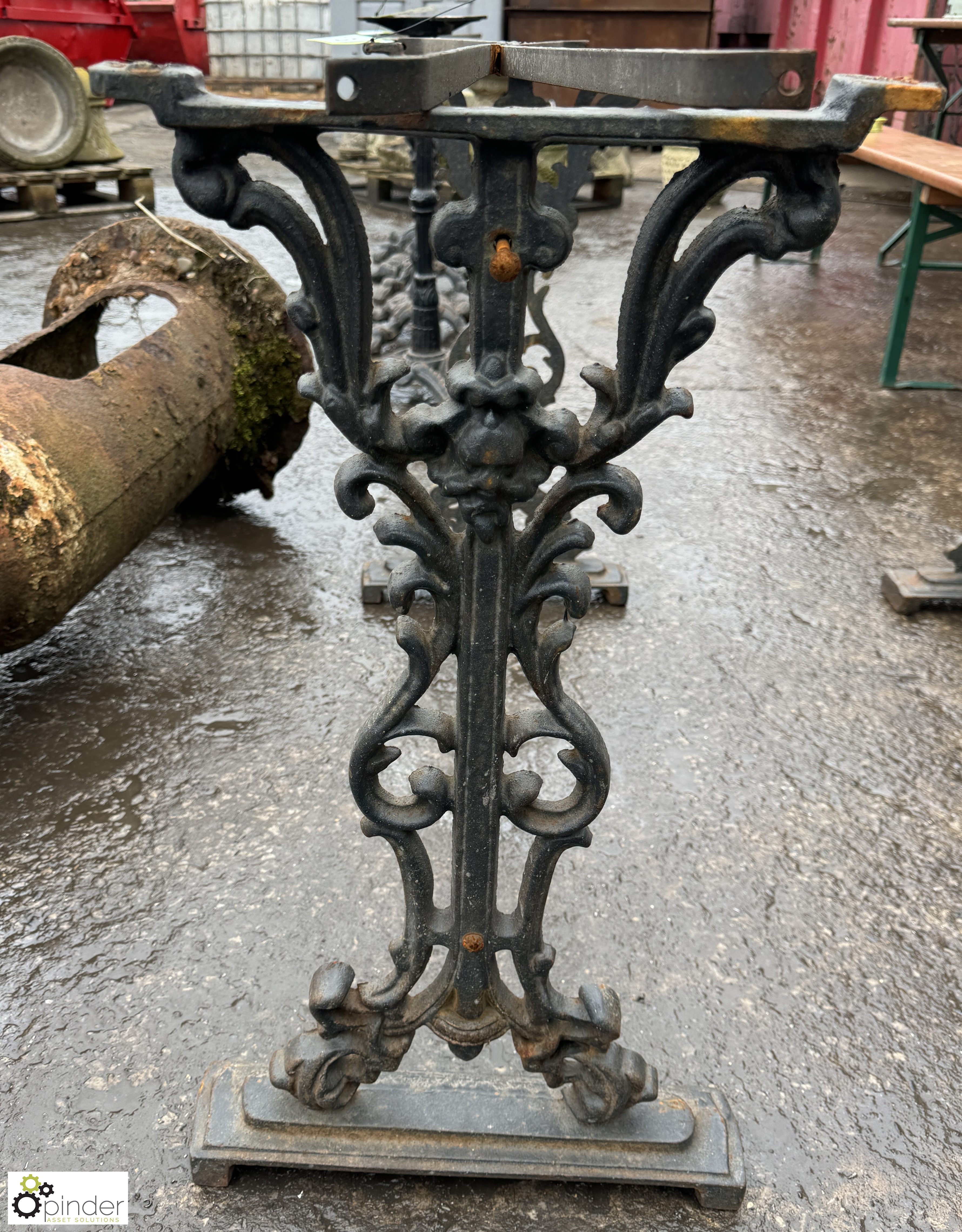 Victorian cast iron Bar Table Legs, with cross brace – leg base 380mm x 670mm - Image 3 of 5
