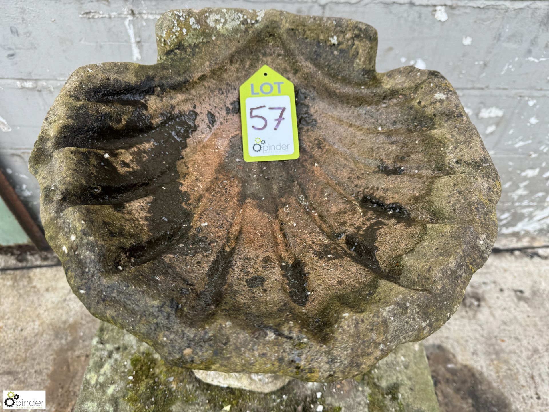 Reconstituted stone Shell Birdbath, 410mm tall - Image 3 of 6