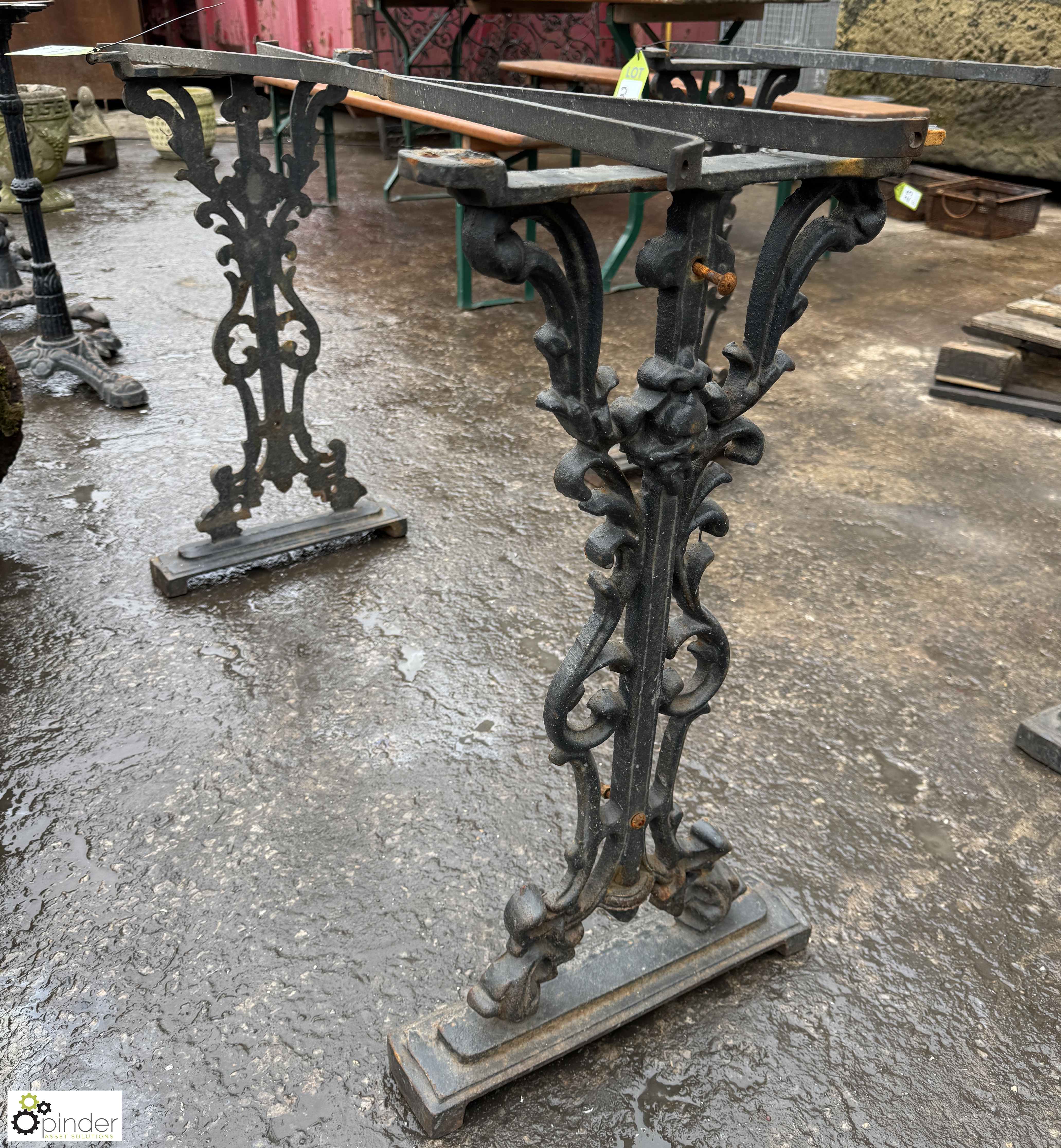 Victorian cast iron Bar Table Legs, with cross brace – leg base 380mm x 670mm