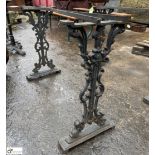 Victorian cast iron Bar Table Legs, with cross brace – leg base 380mm x 670mm