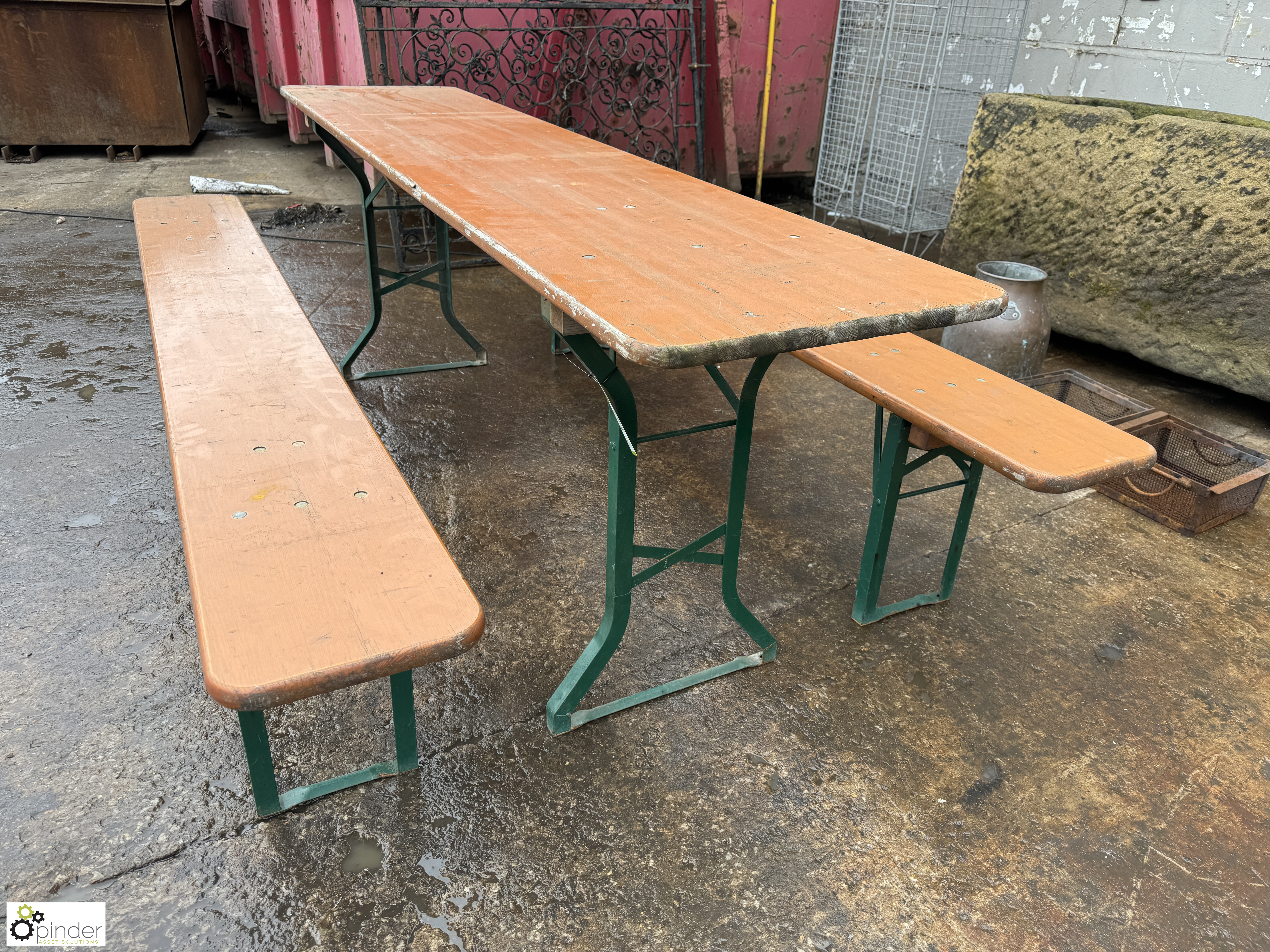 Folding Canteen Table, 2200mm x 510mm x 770mm and 2 folding Benches, 2200mm x 270mm x 480mm, by - Image 4 of 8