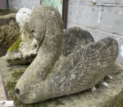 Pair reconstituted stone Swans