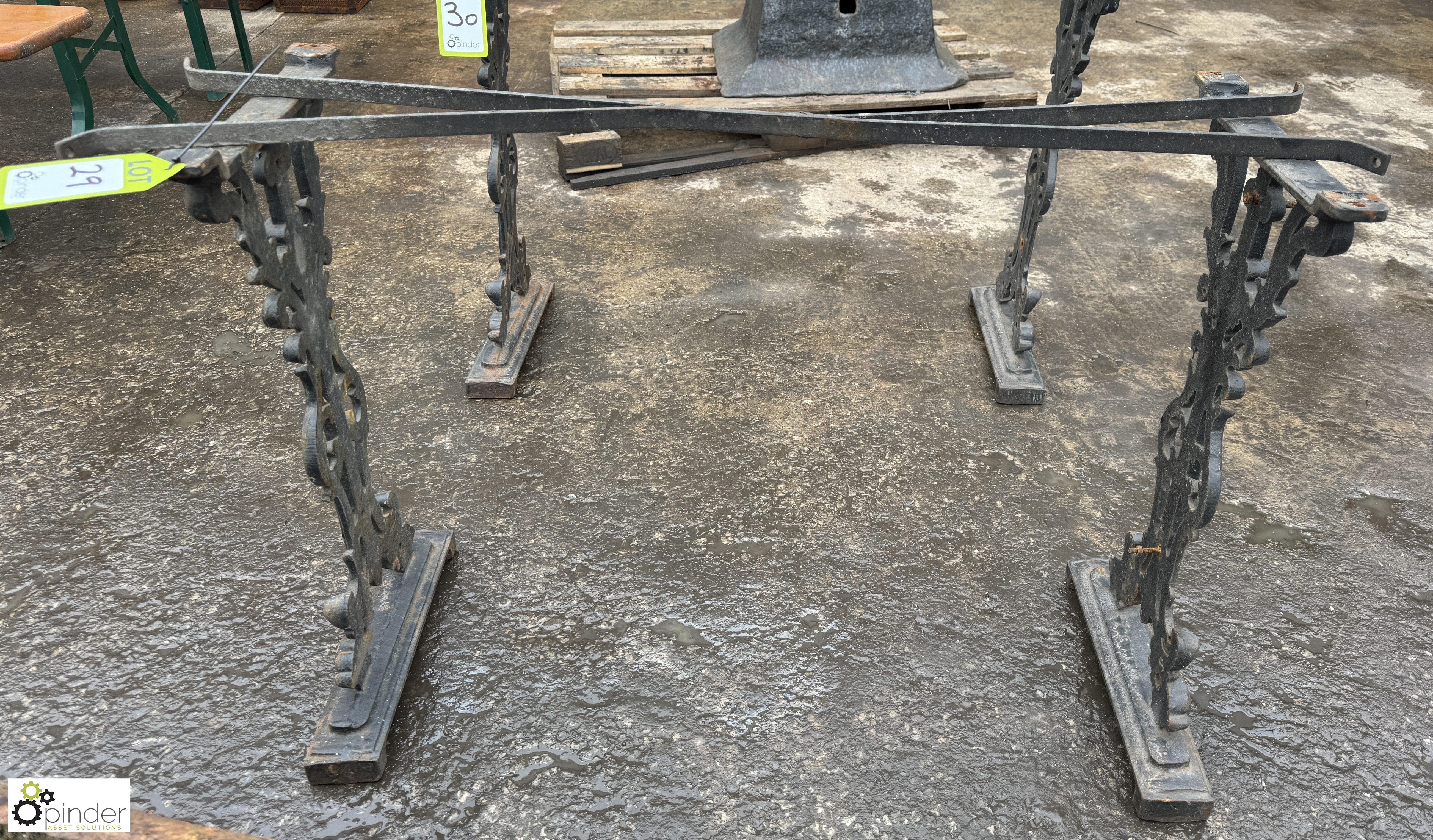 Victorian cast iron Bar Table Legs, with cross brace – leg base 380mm x 670mm - Image 2 of 5