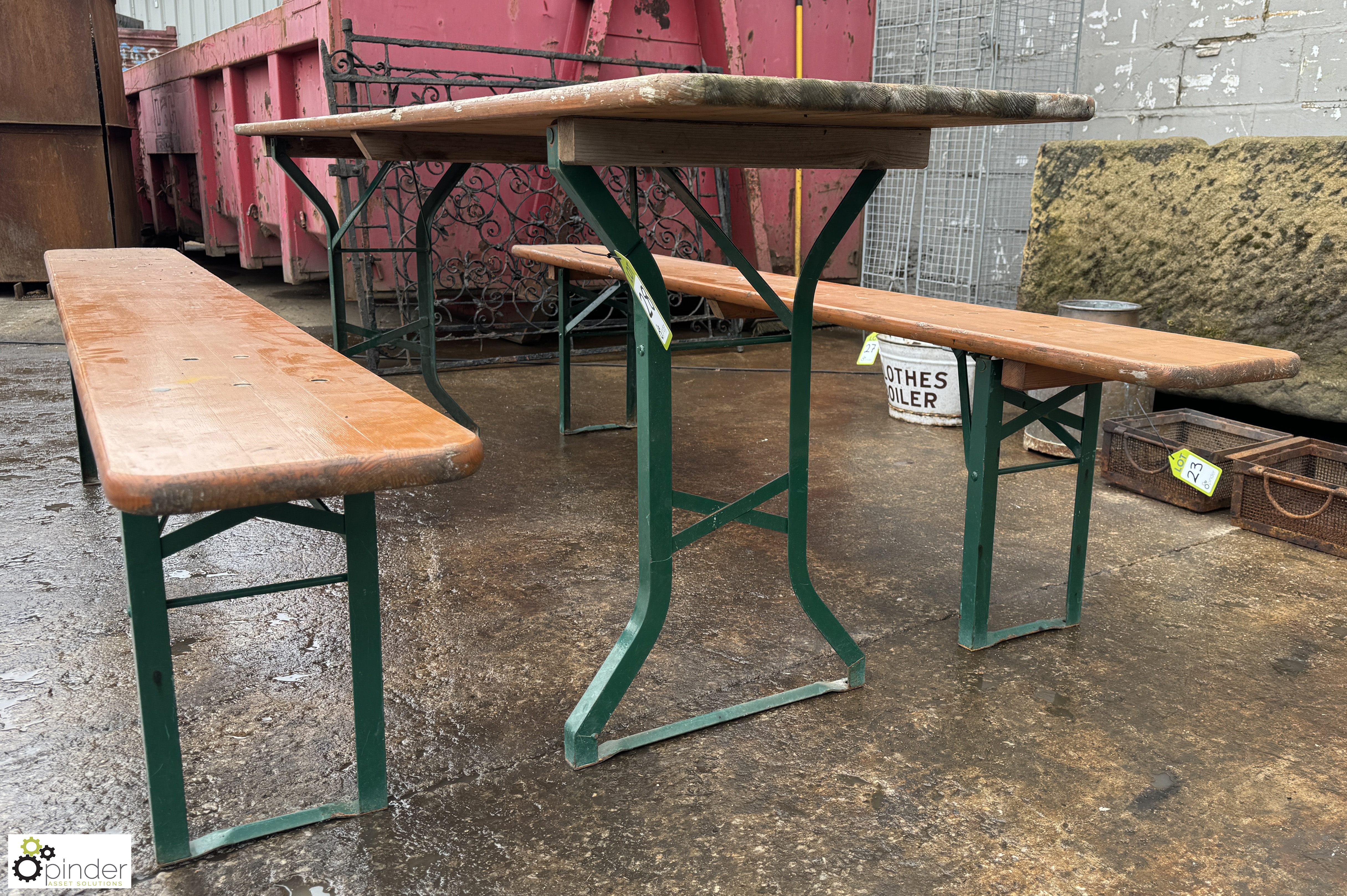 Folding Canteen Table, 2200mm x 510mm x 770mm and 2 folding Benches, 2200mm x 270mm x 480mm, by - Image 3 of 8